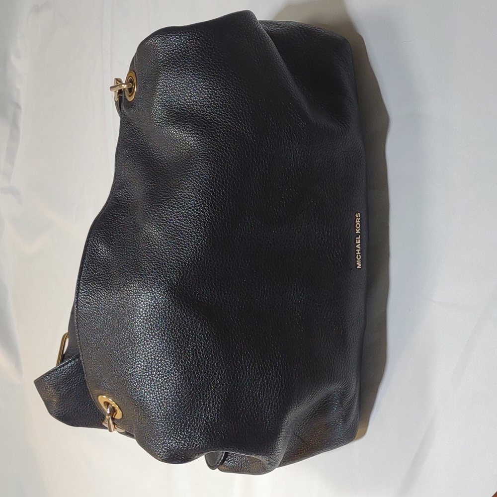 Michael Kors Raven Large Shoulder Tote Bag Black Leather 3 Compartment 